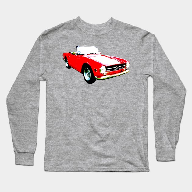 Triumph TR6 1970s classic sports car high contrast red Long Sleeve T-Shirt by soitwouldseem